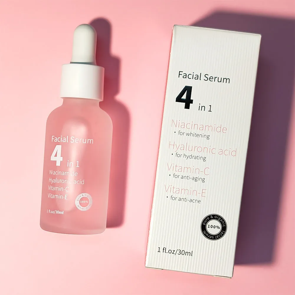 ✨ 4-in-1 Face Serum with 30% Vitamin C, Hyaluronic Acid & Niacinamide – Anti-Aging, Hydrating & Brightening