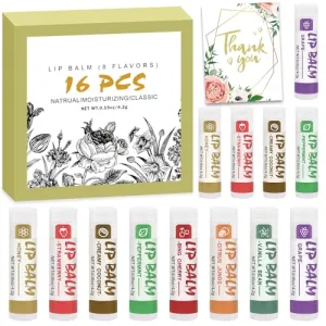 24 Pack Lip Balm, Natural Lip Balm Bulk with Vitamin E and Coconut Oil, Moisturizing Soothing Chapped Lips-8 Flavors