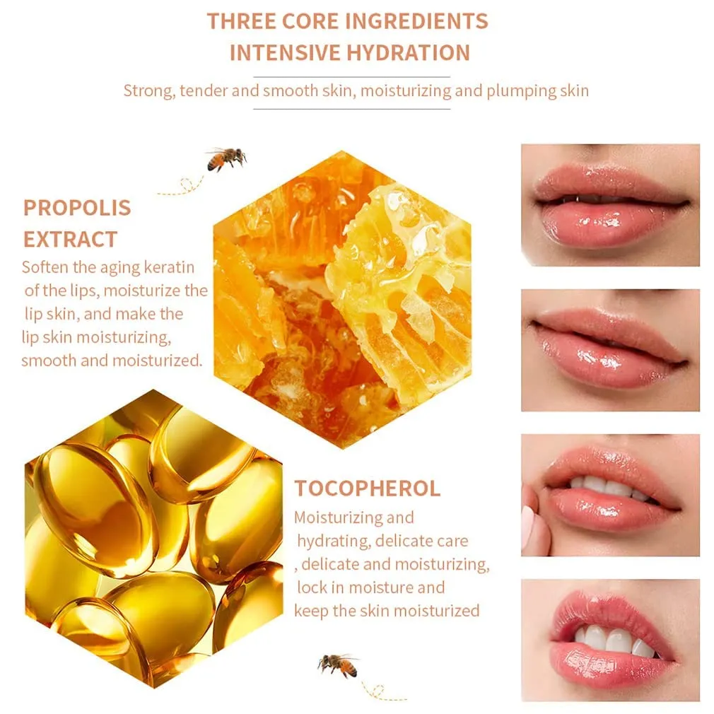 2PCS Balm Lip Balm Honey Pot & Strawberry Sleeping Lip Mask, Propolis Moisturizing Honey Lip Mask Lip Balm, Hydrating & Prevention Dry and Cracked Lip Scrubs Exfoliator, Winter Lip Care Products