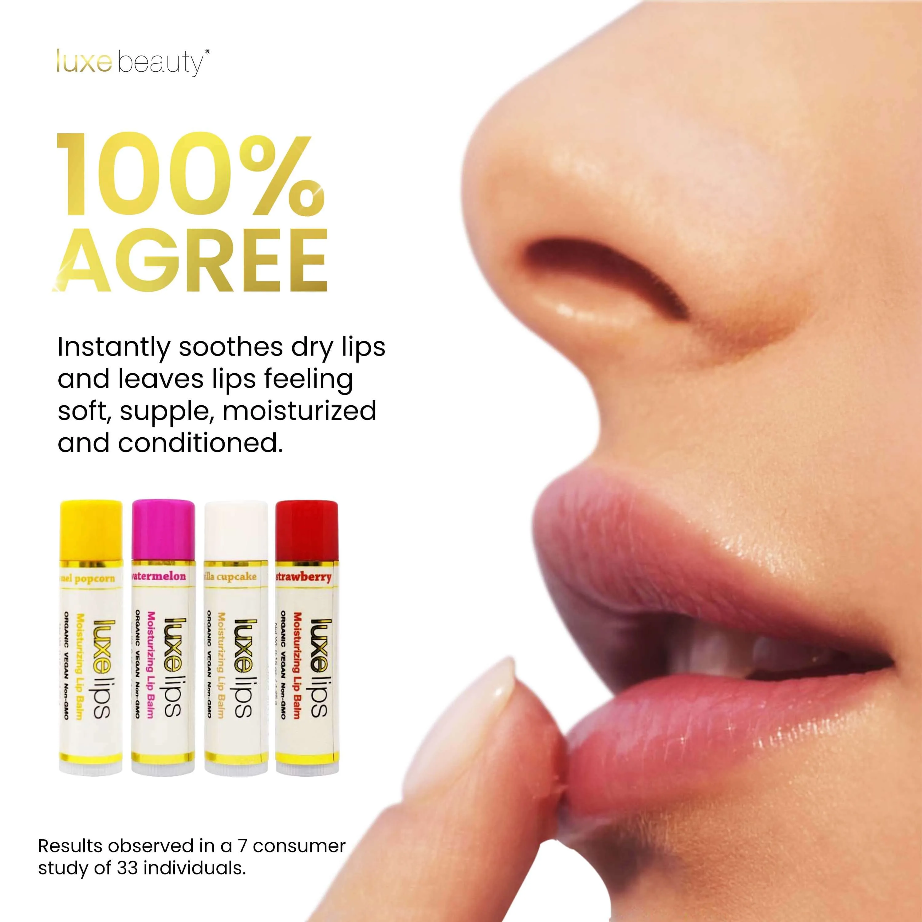 Beeswax Free, Nut Free Lip Balm - Luxe Lips - Vanilla Cupcake