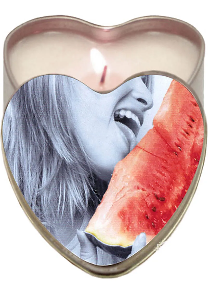 Earthly Body Hemp Seed Heart-Shaped Edible Massage Candle Watermelon
