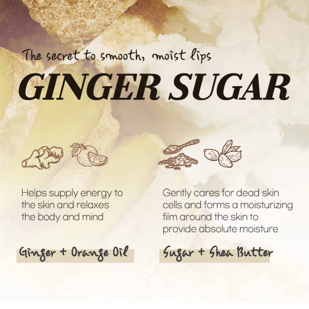 ETUDE Ginger Sugar Essential Lip Treatment 15ml | Gentle Korean Lip Skin Care| Smooth and Moist Lips| Natural Ingredients Nourish & Hydrate Ginger, Sugar, Shea Butter Give Moisturizing Relaxing Effect