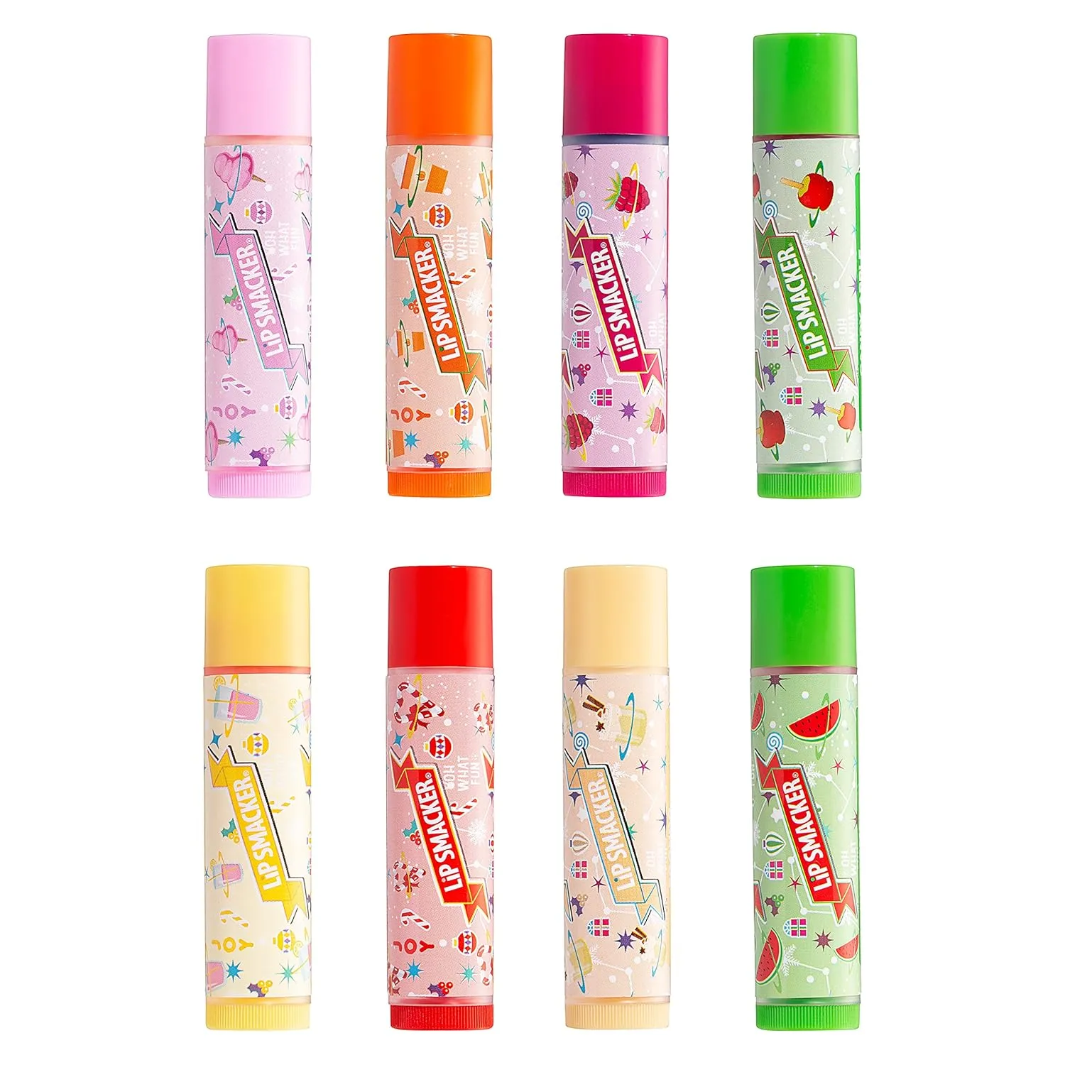 Lip Smacker Holiday Original & Best - 8 Moisturizing Lip Balms, Hydrating & Protecting, Fun Assortment - Vegan - Holiday Original & Best
