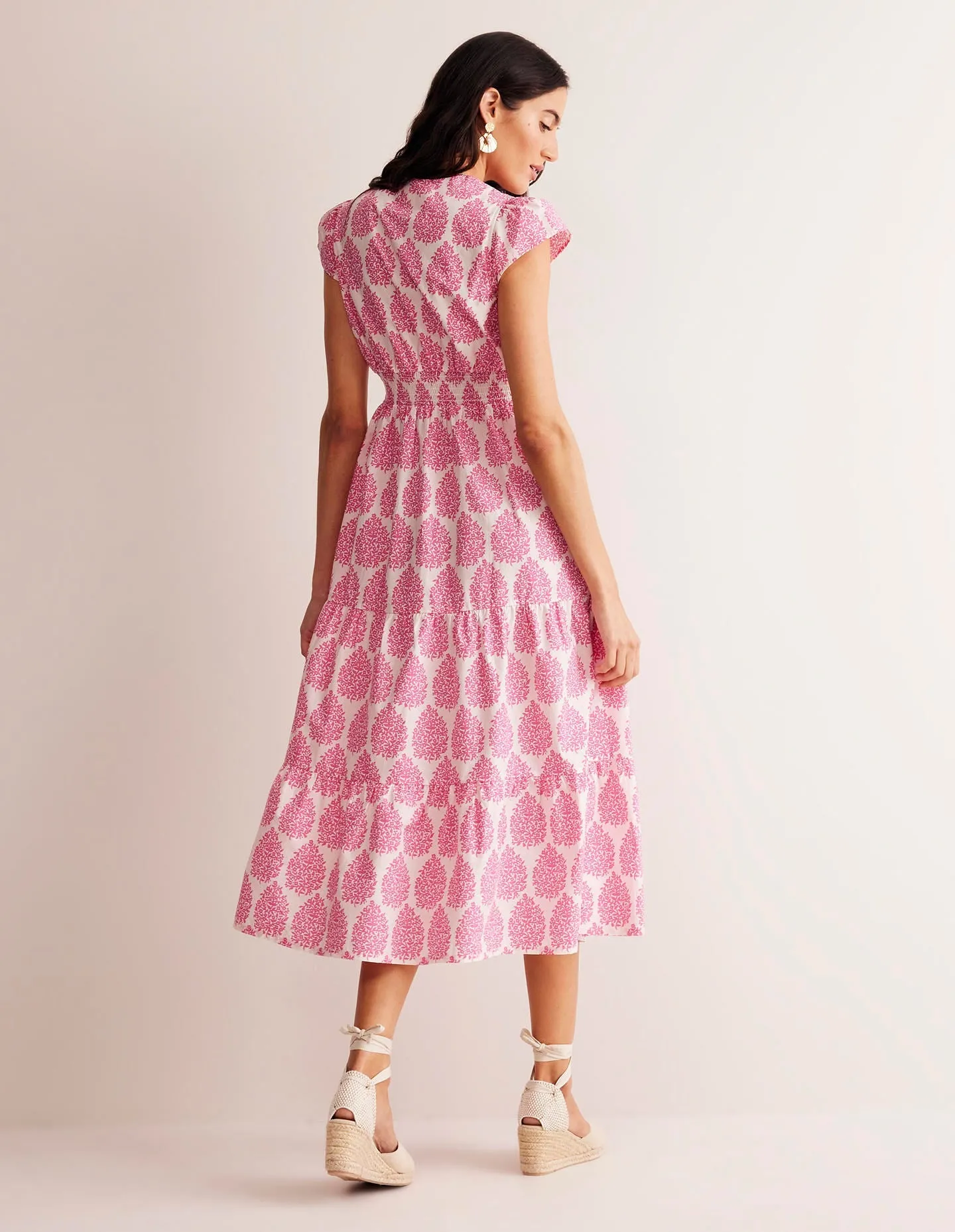 May Cotton Midi Tea Dress-Sangria Sunset, Floret