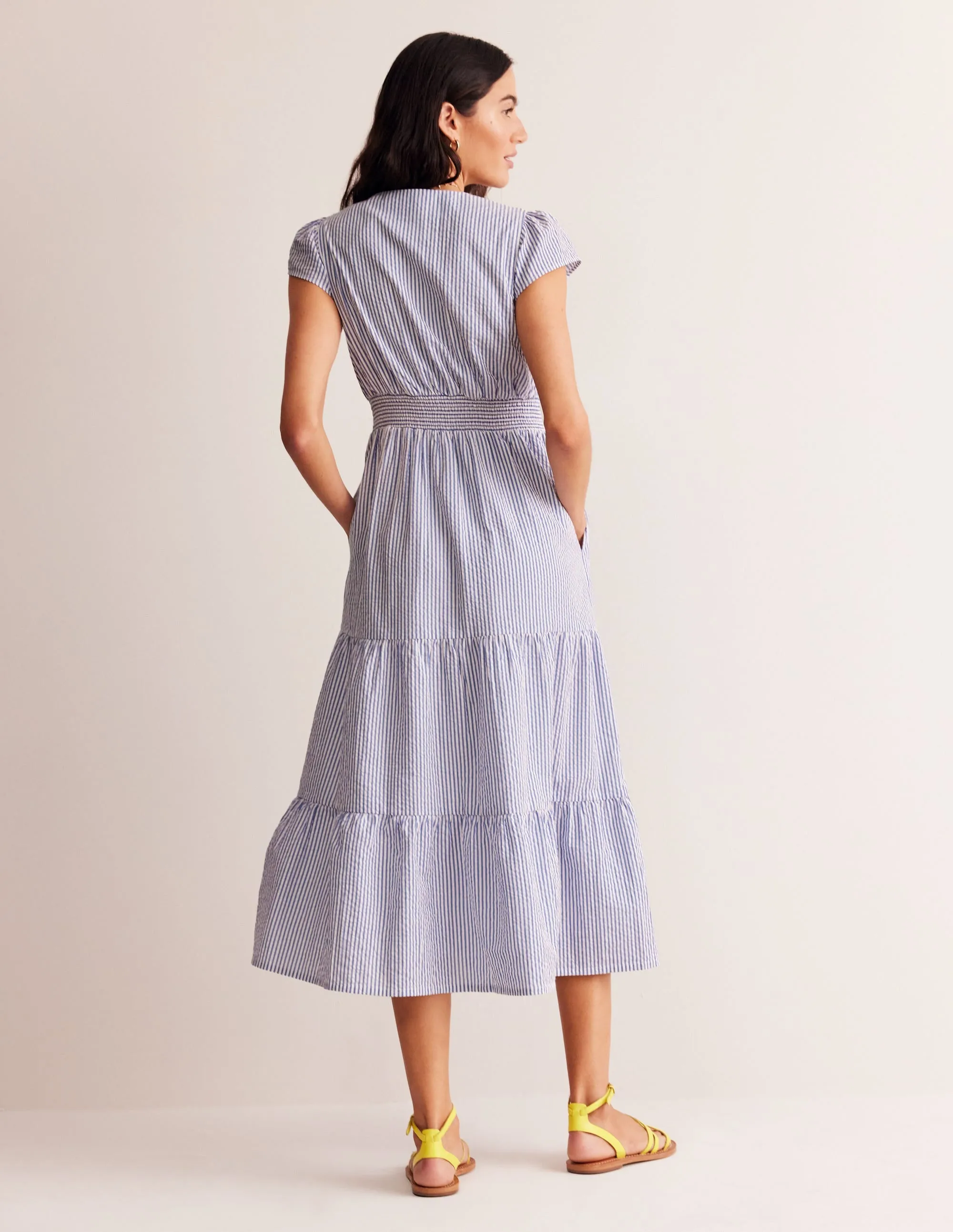 May Cotton Midi Tea Dress-Surf The Web and Ivory