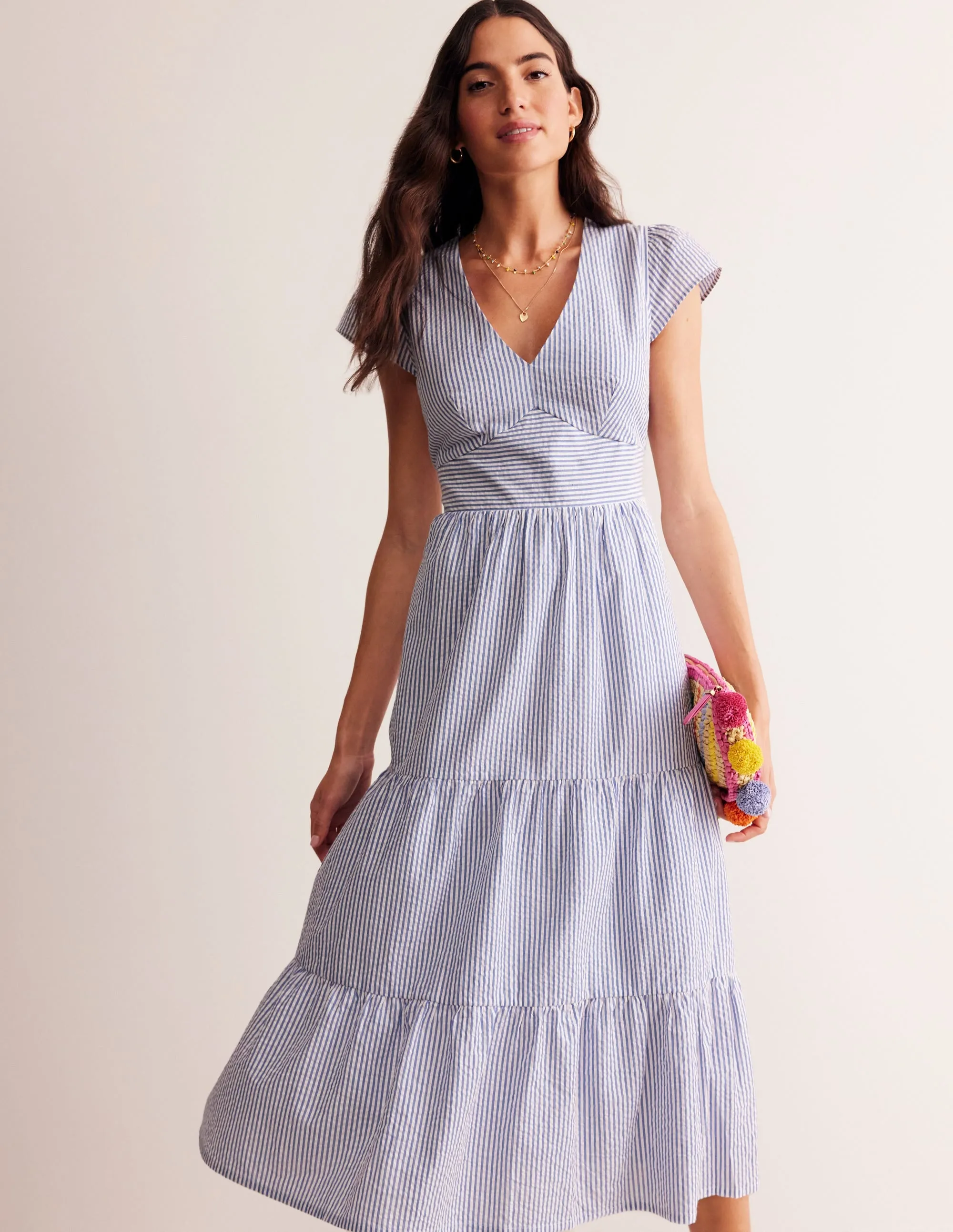 May Cotton Midi Tea Dress-Surf The Web and Ivory