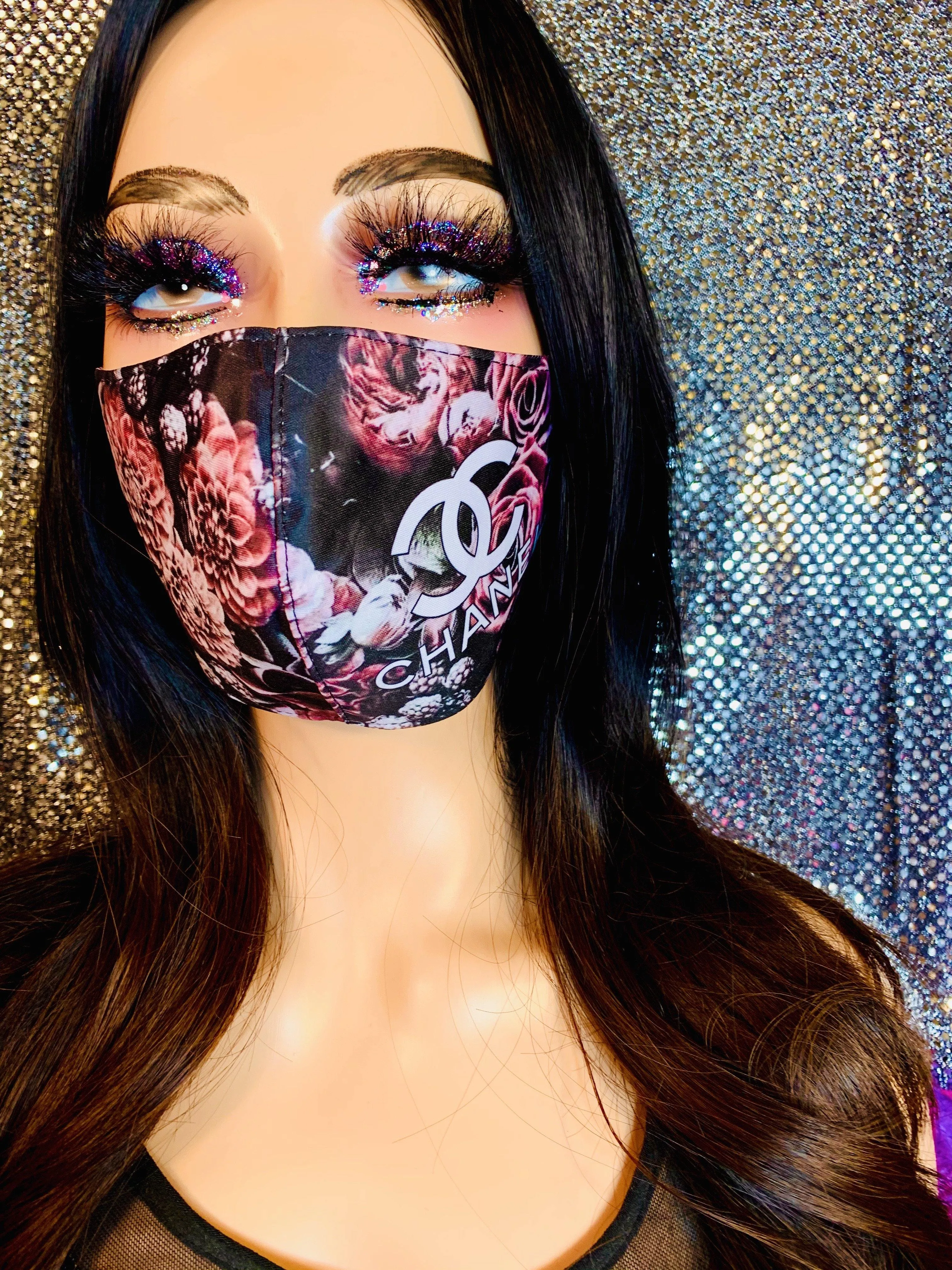 Pink Black Cc Face Mask