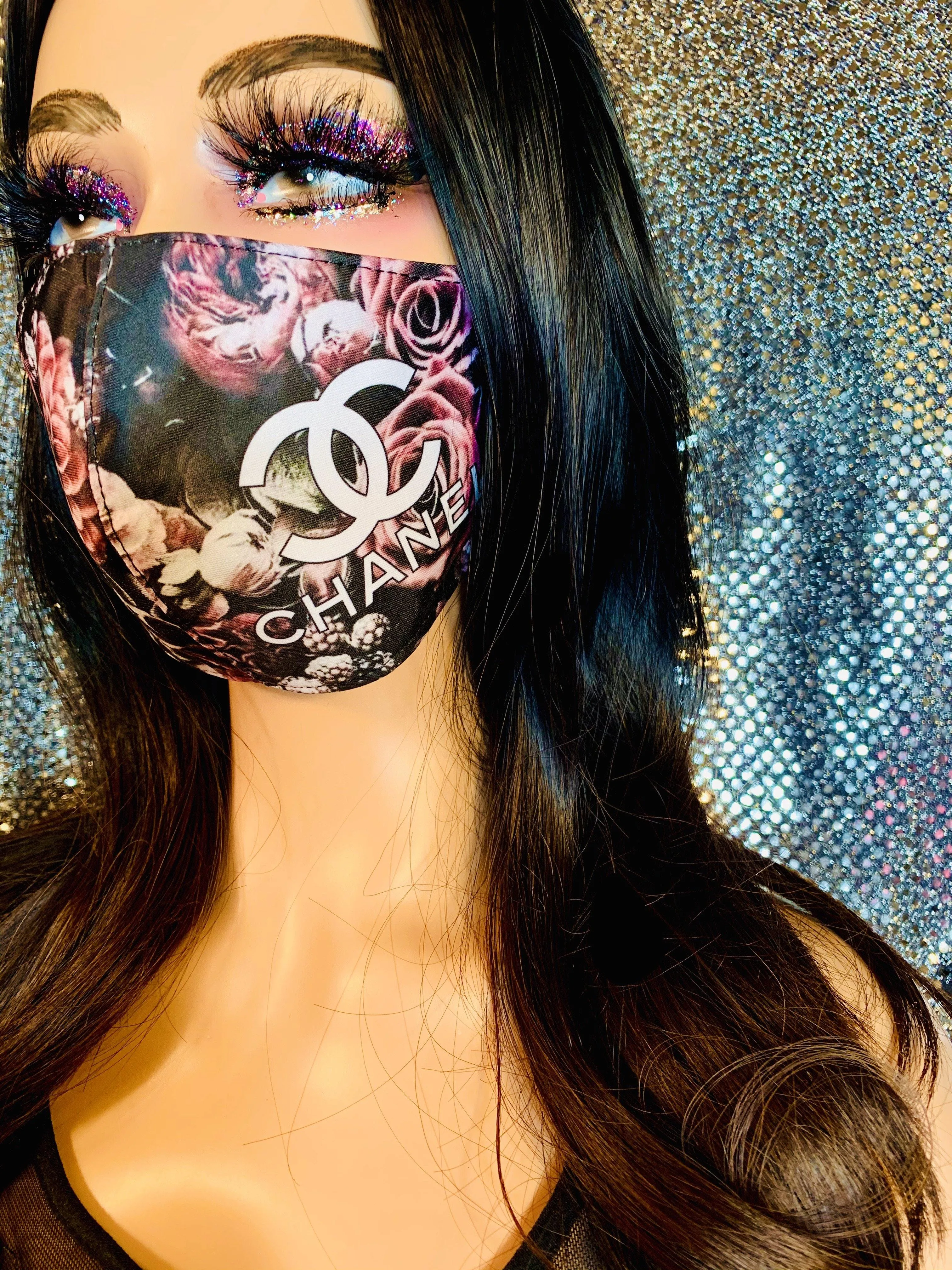 Pink Black Cc Face Mask