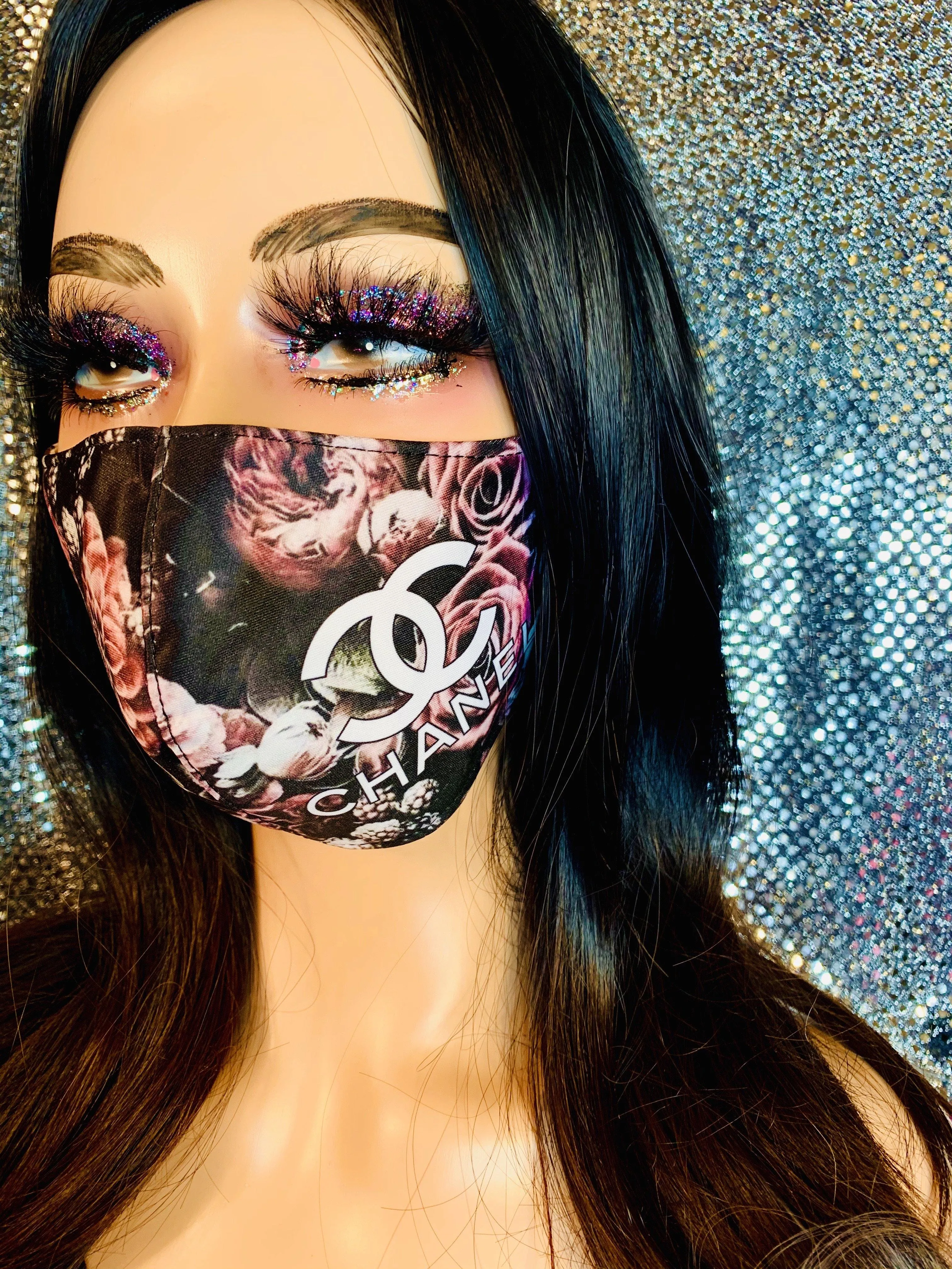 Pink Black Cc Face Mask